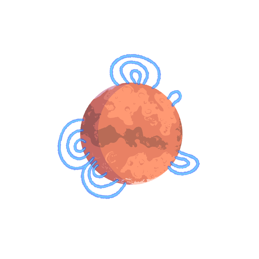 Astronomy Graphics Library illustration of Mars and its Regional Magnetic Fields